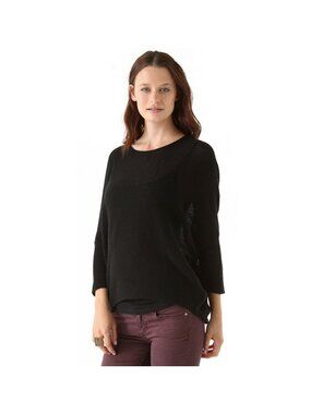 Velvet Kelen Sweater BLACK Light Knit Draped Uneven Hem Top Shirt NWT L